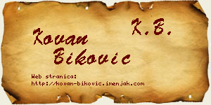 Kovan Biković vizit kartica